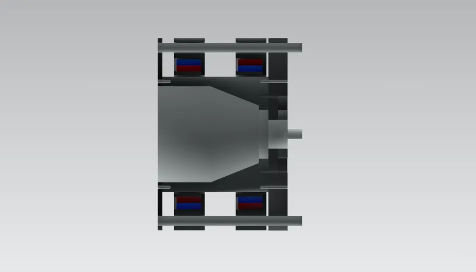 Cutaway CAD render of the discharge chamber, version 1.4
