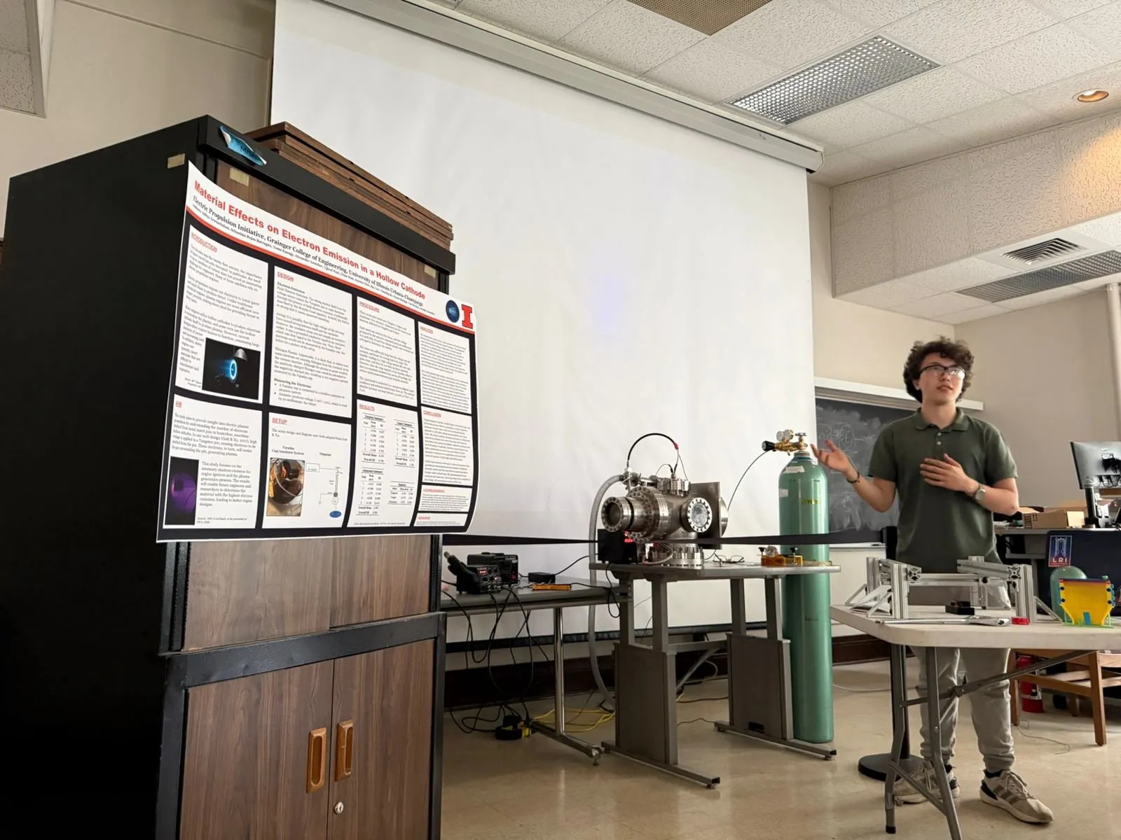 Research poster beside the IonSpark setup
