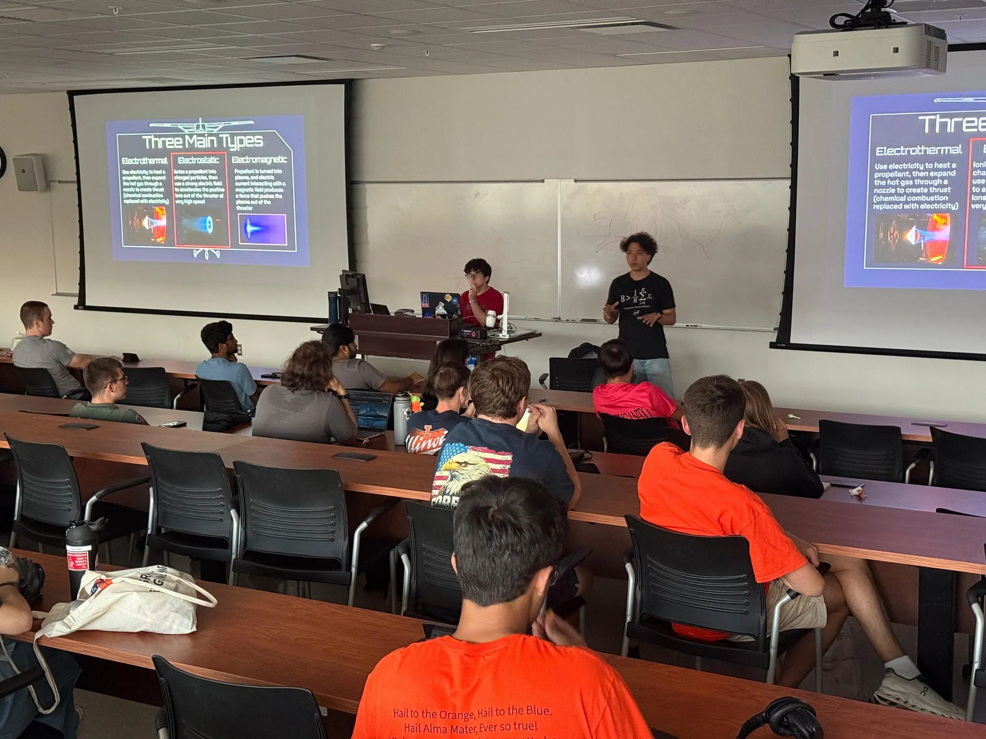 A member presenting the three main types of electric propulsion