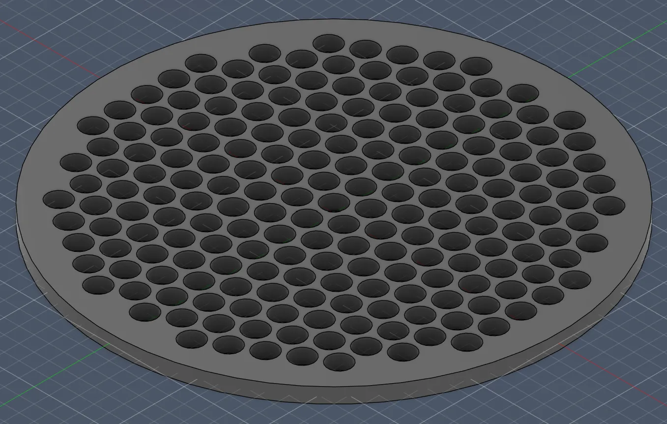 CAD model of a second screen grid design
